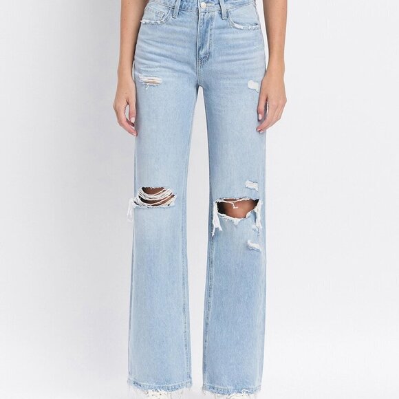 029 - 90'S Vintage Super High Rise Flare Jeans in Western Promise - Picture 2 of 4